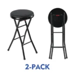 Vinyl Padded Folding Counter Stool, Black (Set of 2)
