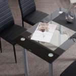 4pcs Elegant Assembled Stripping Texture High Backrest Dining Chairs Black Replace encoding 13028198-18410366 - Image 107