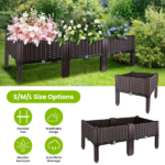 Raised Garden Bed Planter Box, 3 Size Options Self-Watering Elevated Garden Bed, Lightweight PP Material Planting Container for Vegetables Herbs Flowers Outdoor Patio Balcony-M - Image 2