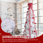 7 FT Fully Decorated Pre-lit Christmas Tree, Pop Up Artificial Xmas Tree with 170 Warm Lights and Red Ornaments for Home Office Store Holiday Deco, White - Image 13