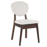 Rubber wood soft bag deep walnut dining table and chair set 1 table 4 chairs beige cushion rectangular - Image 8