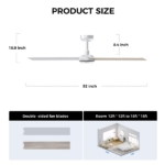52 inch Modern Ceiling Fan with Lights,Remote Control, 3 Plywood Blades,6-Speed,Dimmable, Noiseless Reversible DC Motor,Indoor/Outdoor Ceiling Fan for Living Room Bedroom patio, 3D-X3[Unable ship on weekends, TK/TEMU only for pickup, only TX10643 warehouse supports GOFO] - Image 2