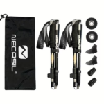 black Five section folding folding trekking pole for hiking and walking - lightweight 7075 aluminum, strong outer lock and high-density EVA grip, men's and women's foldable, stretchable, camping equipment, gifts for hiking friends and family - Image 13