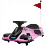 12V Pink Kids Electric Drift Go Kart – Slow Start, Music, Colorful Lights - Image 2