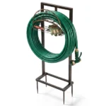 Garden Hose Holder, Water Hose Holder Stand with Storage Basket, Heavy Duty Freestanding Garden Hose Hanger Storage Rack with 4 Spikes for Outside Yard Lawn Farm, Bronze - Image 4