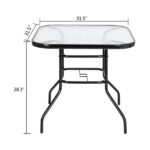 Outdoor Dining Table Square Toughened Glass Table Yard Garden Glass Table - Image 8
