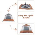 240*240*150cm Spring Quick Opening Four-Person Family Tent Camping Tent Brown - Image 11