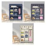 69" High-leg Non-woven Fabric Assembled Cloth Wardrobe Gray - Image 21