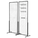 2-Pack 2' x 5.6' Gridwall Display Tower, Double-Sided Floorstanding Rack with T-Base & Clips - Image 3