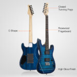 [Do Not Sell on Amazon] GST Stylish H-H Pickup Tiger Stripe Electric Guitar Kit with 20W AMP Bag Guitar Strap Blue - Image 3