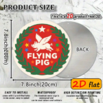 CIFbuy Flying Pig Round Aluminum Sign 7.87x7.87in, "" Sign 7.87x7.87in, Colorful Stars & Green Leaf Wreath Outdoor Plaque TikTok, TikTok, temu emu Self-pickup Logiaqics - Image 4