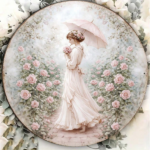 CIFbuy 1pc Victorian Lady & Roses Round Wall Plaque, "" Roses Round Wall Plaque, Wall Plaque, Vintage 2D Flat Frameless Hanging Plate TikTok, Temu Self-pickup Logilaics - Image 2