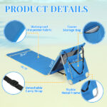 Foldable Beach Lounger, Lightweight Beach Mat Lounge Chair with Breathable Mesh Back, Cooler Pocket for Tanning Relaxing, Blue - Image 4