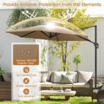 9x8.2FT Cantilever Patio Umbrella, Double-Tier Vented Offset Umbrella for Garden Pool-Brown - Image 10