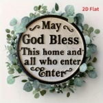 CIFbuy God Bless This Home And All Who Enter Here|Round Iron Sign, 2D Flat Printed Vintage Funny Wall Art Decor, 7.8*7.8Inch 1Pack Hang TikTok, TikTok, Hang Self-pickup Logiopics - Image 7
