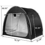 6.8x4.9FT Black Arc Bicycle Storage Shed, 210D PU Silver Coated Oxford, Black Fiberglass Frame, Front&Side Double Doors, Inner Storage Bag & Carry Bag - Image 5