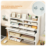 6-Tier Wooden Desktop Organizer, Adjustable Removable Shelves Craft Storage Rack with Anti-Fall Baffles for Pens Washi Tapes Stickers - Image 9