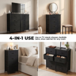 2/4-Drawer Dresser with Metal Frame & Wood Top, Fabric Storage Organizer, Black - Image 6
