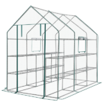 Large Walk-in Greenhouse with PE Cover & Side Windows, 12-Shelf Indoor Outdoor Portable Greenhouse for Garden Backyard, 56 x 85 x 77", White - Image 14