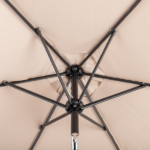 9ft Patio Umbrella, Outdoor Market Umbrella with Push Button Tilt, Crank Handle, 6 Sturdy Iron Ribs, UPF 50+ Waterproof Solution-Dyed Polyester Canopy, for Garden, Deck, Backyard, Poolside, Beige - Image 12