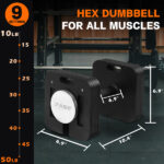 Adjustable Single Dummbbell Or Dumbbells Single Single 50LB Square Dumbbell 9 in 1 Free Weights for Multiweight Options Quick-Lock Adjustable - Image 2