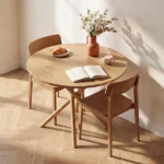 37.4 Inch Round Dining Table for 4-6 People, Cross X Metal Leg Kitchen Dinner Table with Adjustable Foot Pads, Easy Assembly Small Space Dining Room Table, Natural Wood Tone - Image 10