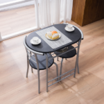 Same Code 67657426 PVC Breakfast Table (One Table and Two Chairs) Black - Image 41