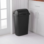 Large Kitchen Trash Can, 13 Gallon Plastic Garbage Bin with Roll Top Lid, Black (Shipment from Walmart) - Image 5
