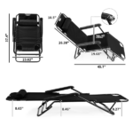 Portable Dual Purposes Extendable Folding Reclining Chair Black - Image 3