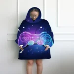 Gaming Wearable Blanket Modern Sweatshirt for Boys, Colorful Gamepad Blanket Hoodie with Sherpa - Image 3