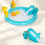 Kids Inflatable Marine Life Spray Pool with Slide & Ring‑Toss Game, PVC Outdoor Water Play Center for Backyard Lawn, Suitable for Ages 2‑6 - Image 9