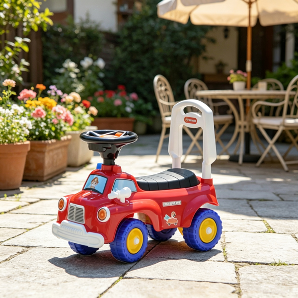 Red Toddler Fire Truck Ride-On Toy: Music, Horn & Under-Seat Storage | For Kids 18-36 Months
