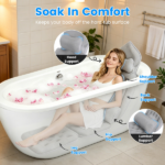 Full Body Bathtub Cushion with Detachable Lumbar Pillow, 4D Honeycomb Mesh Non-Slip Bath Mat with 192 Suction Cups, Machine Washable Soft Bath Pillow for Spa Soaking - Image 8