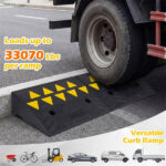 2 Pcs Heavy Duty Rubber Curb Ramp with Drain Channel & Reflective Strips for Driveway - Image 7
