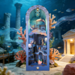 3d wooden puzzle for adults Atlantis book nook with lights model kit dollhouse DIY miniature house Birthday and Christmas gifts - Image 2