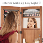 no provide self pick-up.Solid Wood Jewelry Armoire Organizer Cabinet with Full-Length Mirror, 47.5x14.3 in Wall-Mounted Lockable with LED Light - Image 5