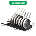 Adjustable Carbon Steel Sliding Cookware Storage Rack, Anti-Rust Pull Out Pan Lid Holder for Cutting Boards Baking Sheets Bakeware-black - Image 9
