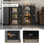 34.6"H Metal Locker Storage Cabinet with Lock, Small Lockable Employees Locker with Adjustable Shelf & Feet, Steel Single Door Lockable Cabinet for Home, School, Office, Gym (Black) - Image 7