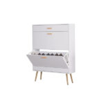 Shoe Cabinet, 16 Pair Shoe Rack Storage Organizer with 2 Flip Drawers, White Entryway Shoe Storage Cabinet for Heels, Boots, Slippers (White) - Image 3