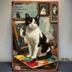 CIFbuy Vintage Cat Metal Wall Art 8x12 Inch Retro" Iron Decor With Paintbrushes & Palette, Artistic Sign For Home Living Room Be Inch Retro IrikTok, Inch Retro IrikTok, t Self-pickup Logiopics - Image 6