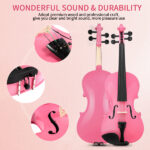 New 1/4 Acoustic Violin Case Bow Rosin Pink - Image 16
