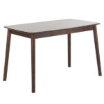Rubber wood soft bag deep walnut dining table and chair set 1 table 4 chairs beige cushion rectangular - Image 15