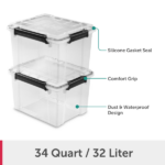 (4 pack) 34 Quart WaterProof Clear Plastic Storage Bin with Lid, Gasket Seal and Durable Latches, Black(Shipment from Walmart) - Image 2