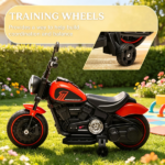 Red 6V Kids Ride-On Motorcycle – Sturdy Anti-Tip Training Wheels, Single-Button Easy Start - Image 6