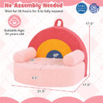 Red Kids Sofa, Soft Teddy Fleece Foam Couch with Carry Handle & Removable Machine-Washable Cover - Image 5