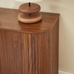 58" Modern Wavy Curve Sideboard-Multifunctional storage cabinet with wine rack and glassware holder, adjustable shelves for wine storage and coffee bar, suitable for kitchens and dining rooms.Walnut - Image 9