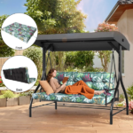 Outdoor Swing Cushions 70 Inch, Waterproof 4" Thick Porch Swing Cushion Replacement with Backrest and Ties, Comfortable 2-3 Seat Pation Swing Pad for Backyard, Garden, Lawn, Outdoor Furniture Green flower - Image 6
