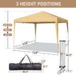 3 x 3m Two Doors & Two Windows Practical Waterproof Right-Angle Folding Tent Khaki - Image 2