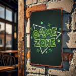 CIFbuy Game Zone Neon Sign Metal Sign 8x12 Inch, Vintage Retro 2D Flat Iron Wall Art, Waterproof Rustproof Square Metal Painting For Ho TikTok, TikTok, r Ho Self-pickup Logiopics - Image 5