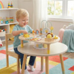 7-in-1 Wooden Baby Activity Table 12M+ Sensory Play Table with Music & Shape Sorting - Image 5
